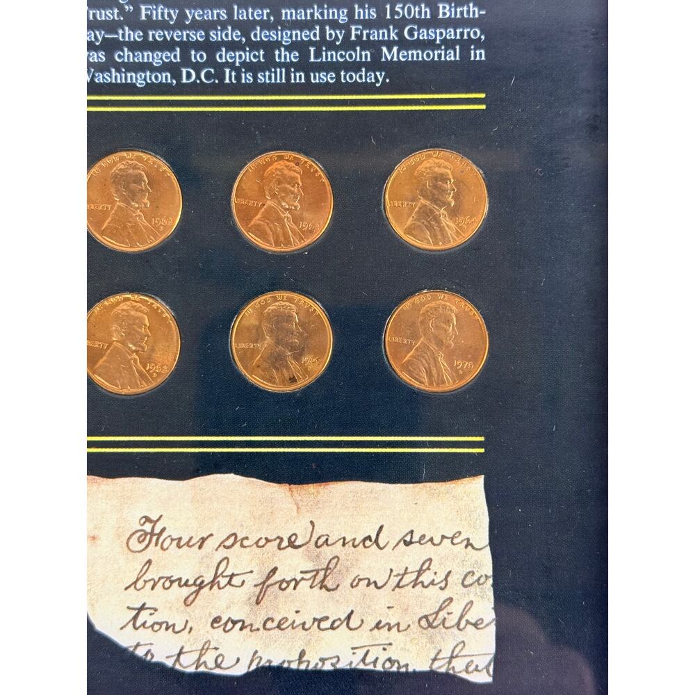 A Memorial To Lincoln Framed Penny Collection Display Abraham Lincoln Wall Art - Picture 4 of 10